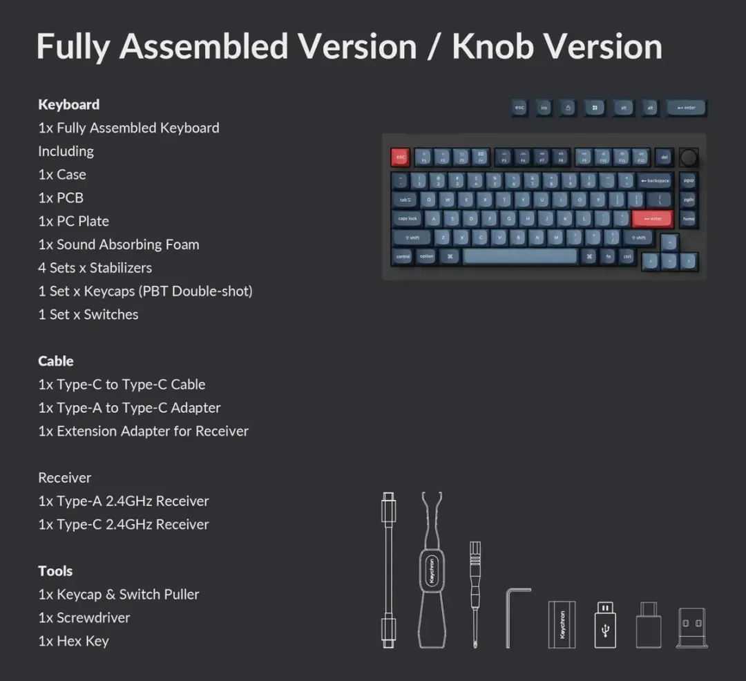 Keychron V1 Max V1M-D1 Toetsenbord - Red Switch - Zwart/Grijs