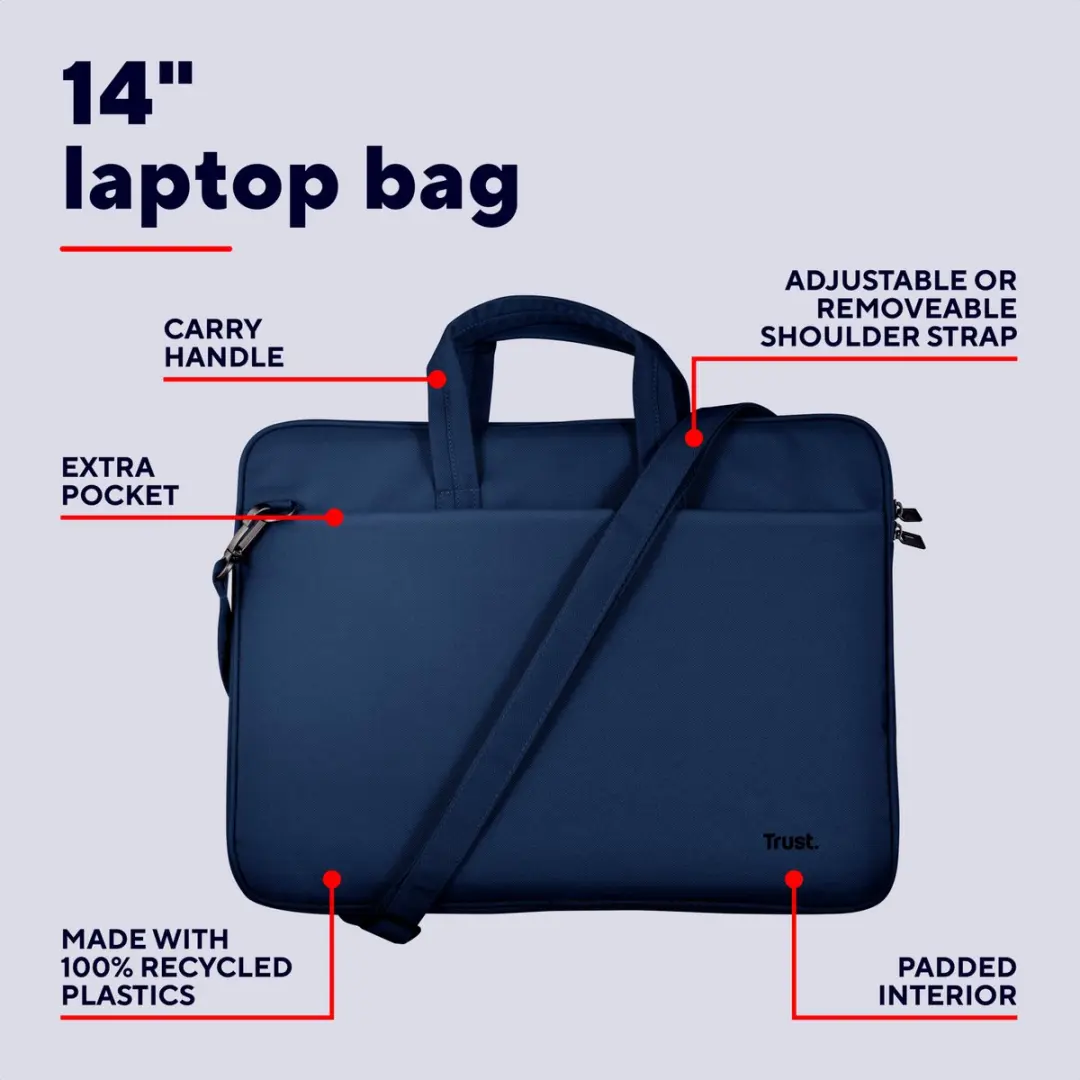 Trust Bolonga Laptoptas 14 inch - Blauw