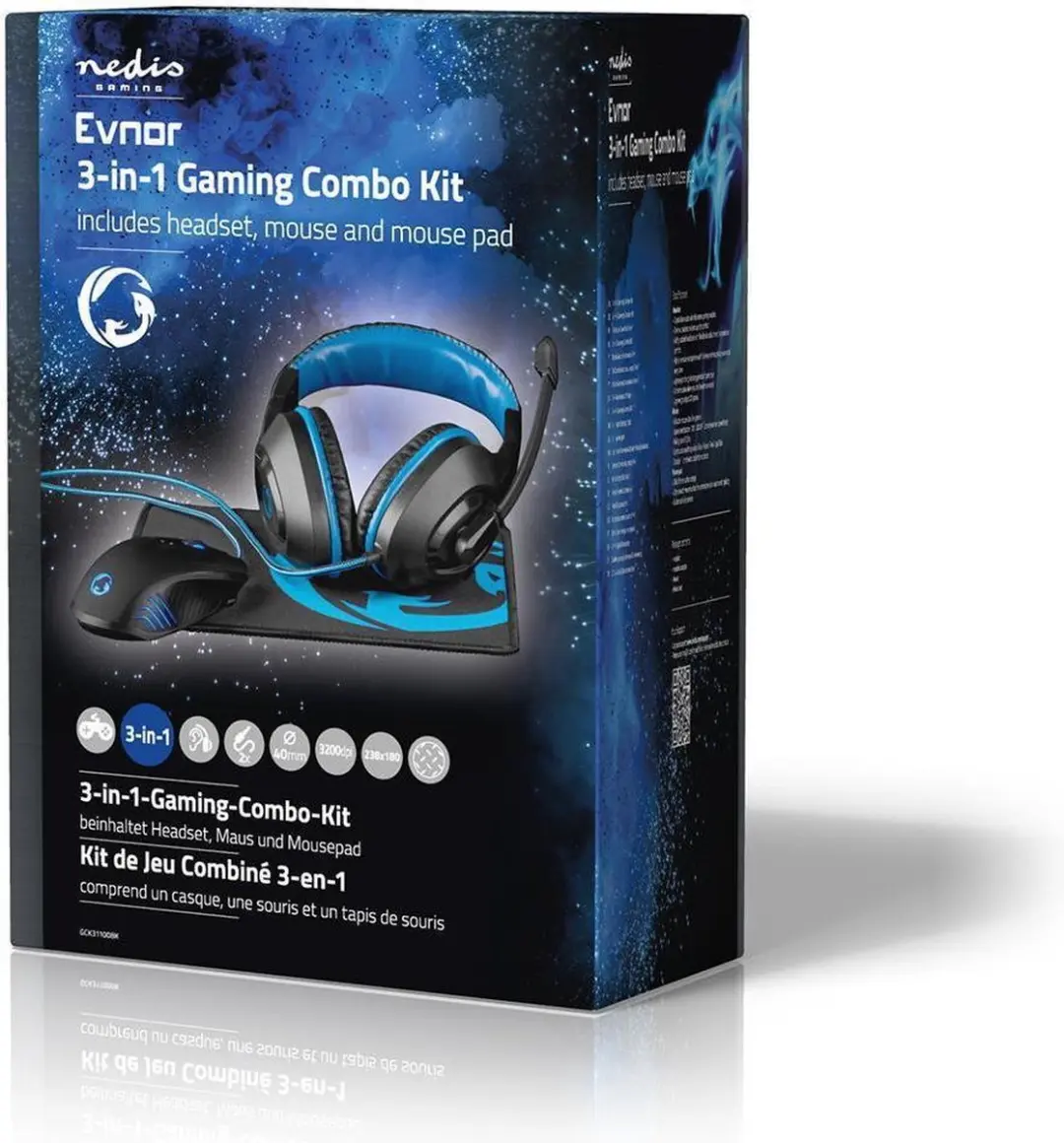 Nedis GCK31100BK Gaming Combo Kit - Koptelefoon Muis Muismat - Zwart