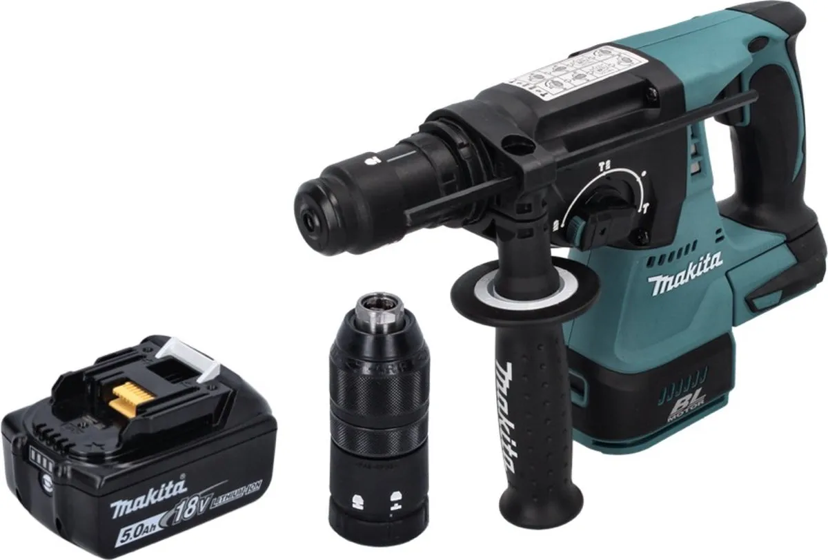 Makita DHR 243 T1 Accu-boorhamer 18V SDS-plus - 5,0Ah - afbeelding 3 van 5