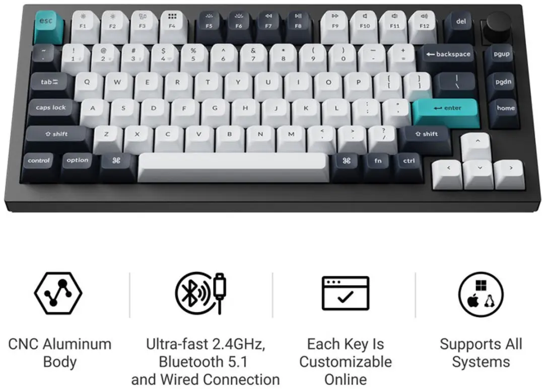 Keychron Q1 Max Q1M-M4 Toetsenbord - Banana Switch - USB/RF/Bluetooth - Zwart - afbeelding 6 van 6