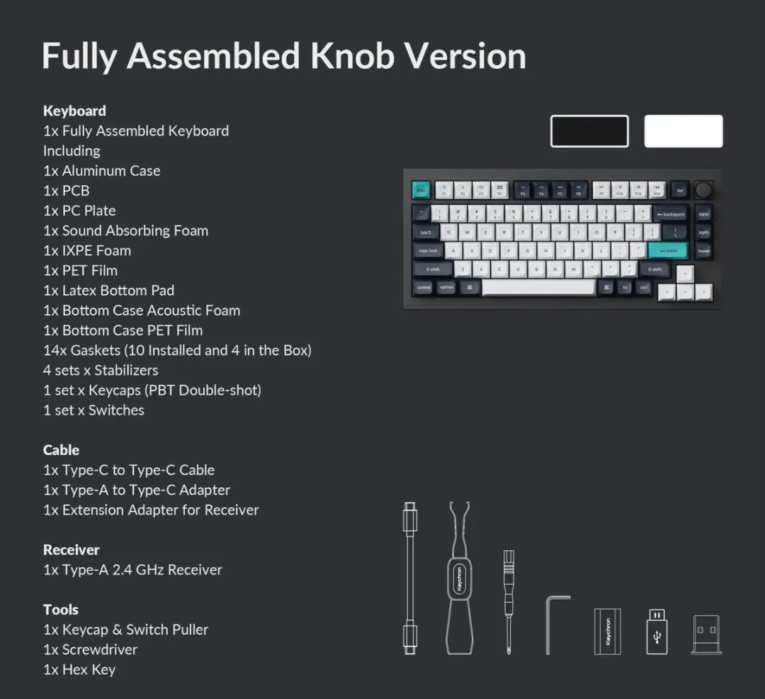 Keychron Q1 Max Q1M-M4 Toetsenbord - Banana Switch - USB/RF/Bluetooth - Zwart