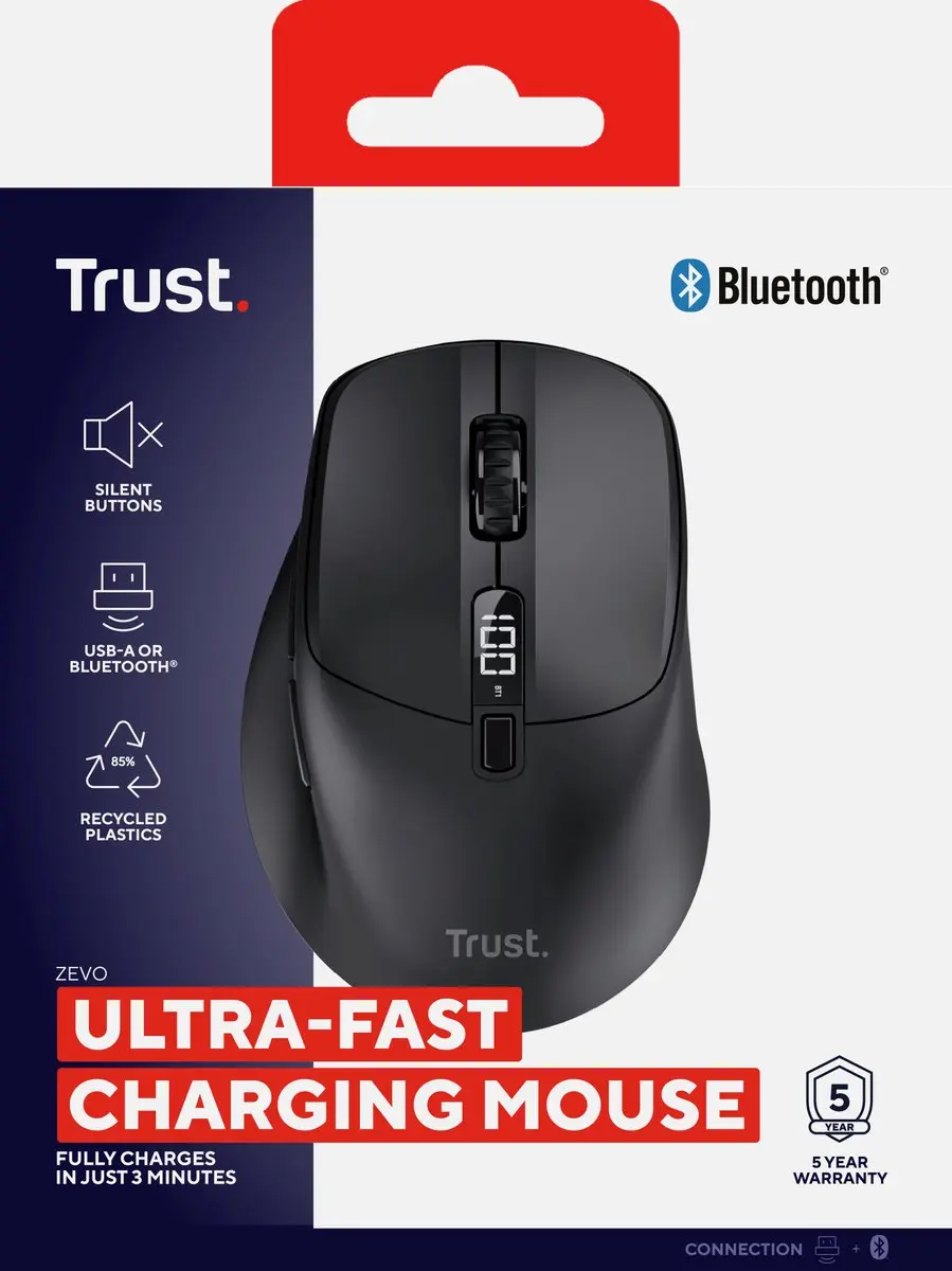 Trust Zevo 25991 Draadloze Muis - Zwart - afbeelding 6 van 6