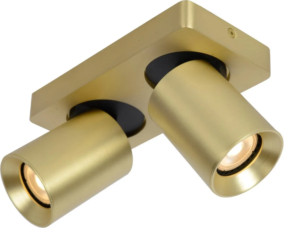 Lucide Nigel Plafondspot LED Dim-to-Warm GU10 - 2x5W 2200K/3000K - Mat Goud