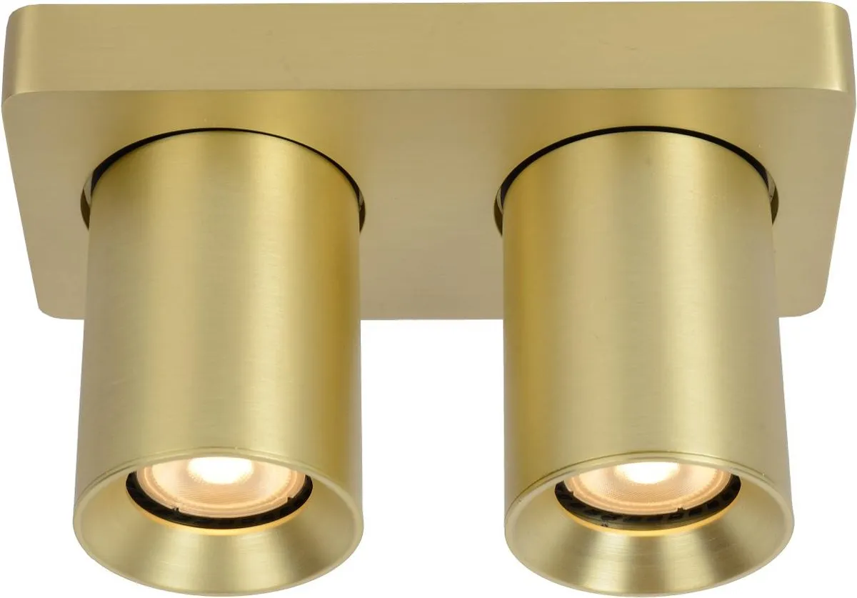 Lucide Nigel Plafondspot LED Dim-to-Warm GU10 - 2x5W 2200K/3000K - Mat Goud