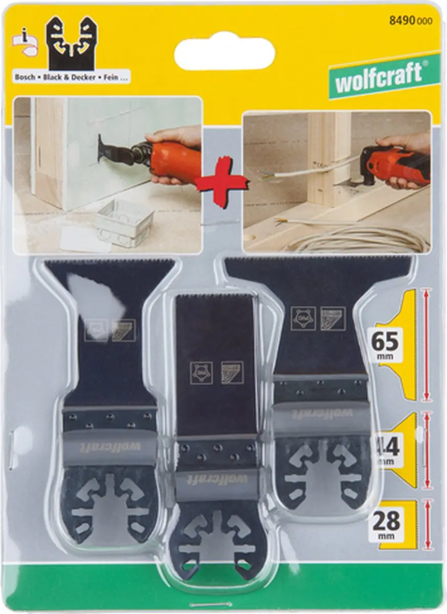 Wolfcraft Multitool Zaagbladen 8490000 - 3 Stuks - HCS 28/44/65mm