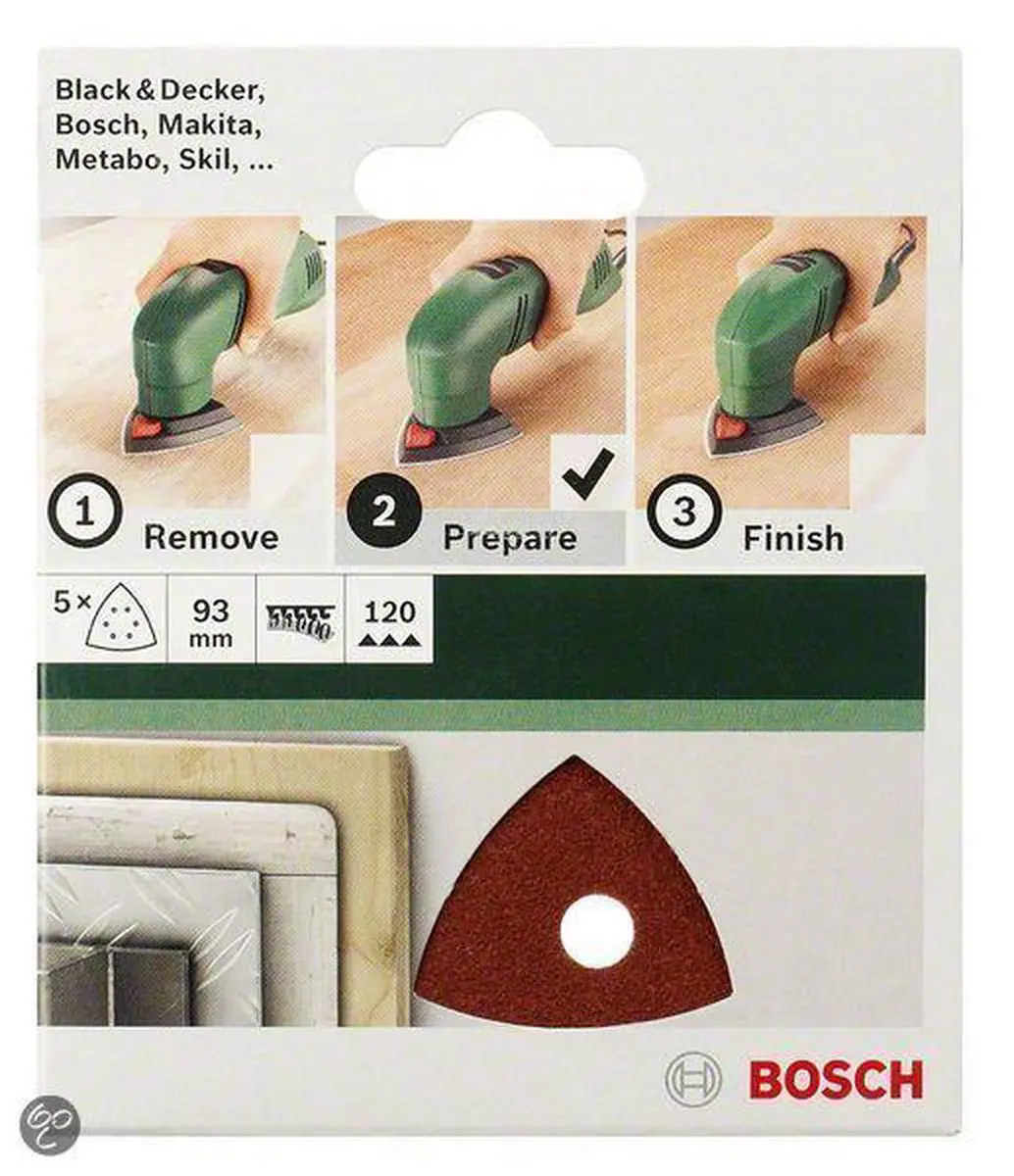 Bosch 5-delige Schuurbladset 93mm - Korrel 180