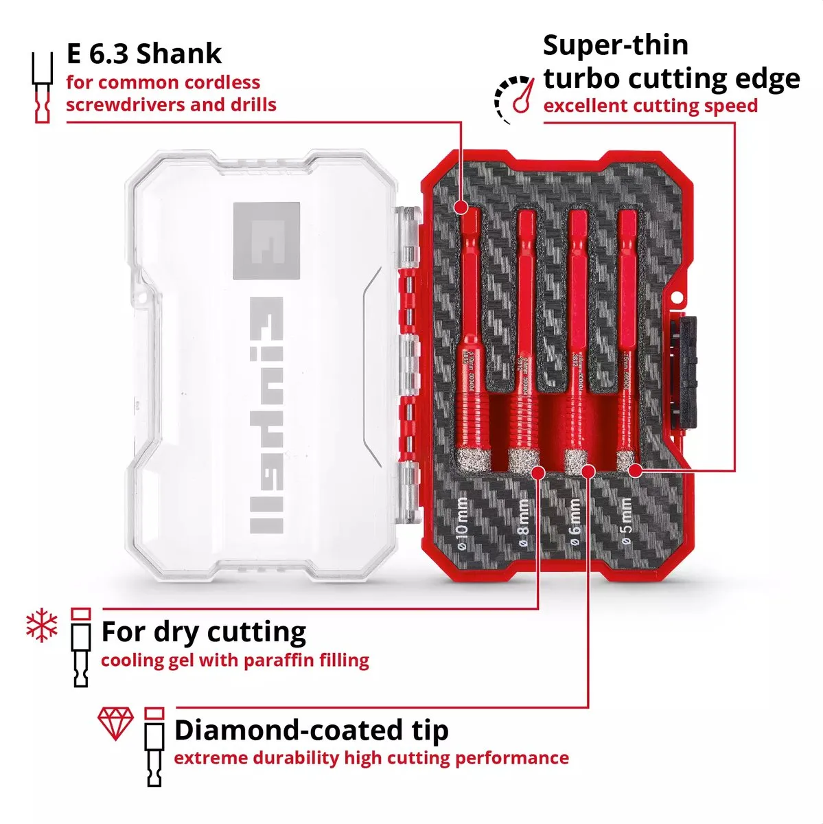 Einhell Diamantborenset 4-delig - Glas/Steen