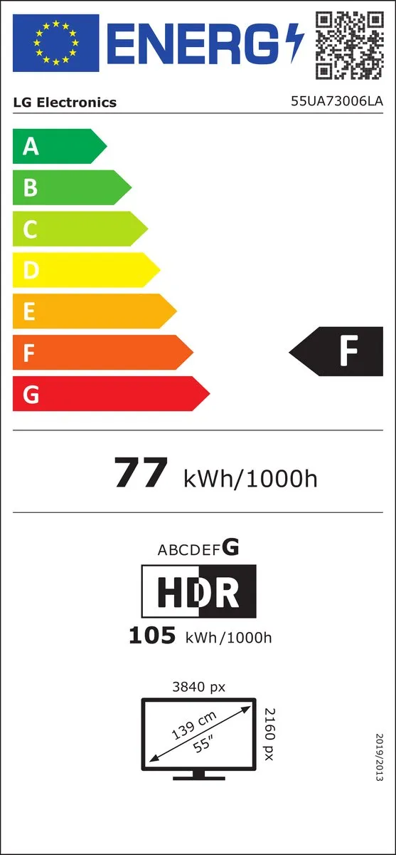 LG 55UA73006LA 55 inch 4K LED TV - Zwart