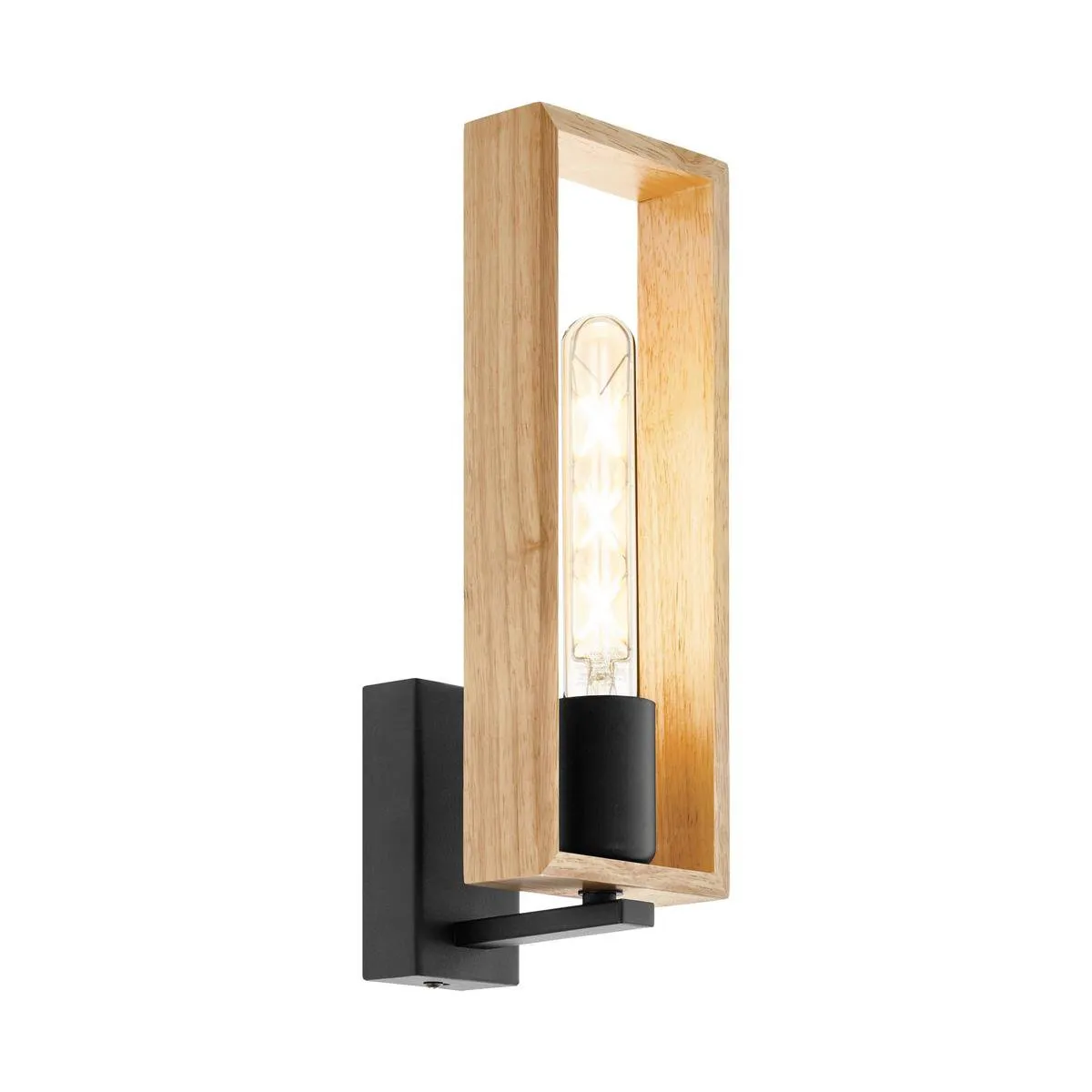 Eglo Littleton Wandlamp E27 - Zwart/Hout