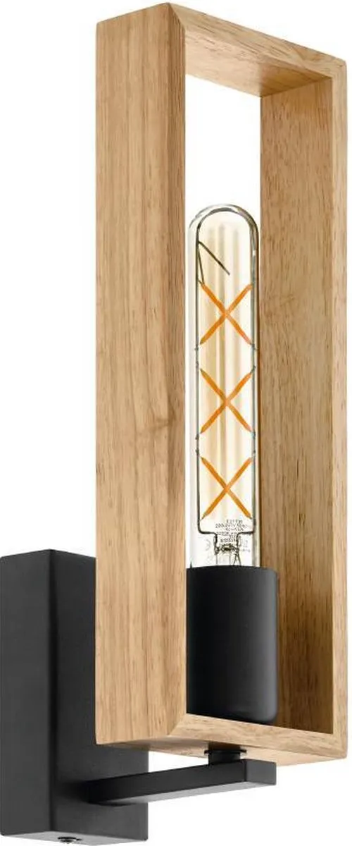 Eglo Littleton Wandlamp E27 - Zwart/Hout