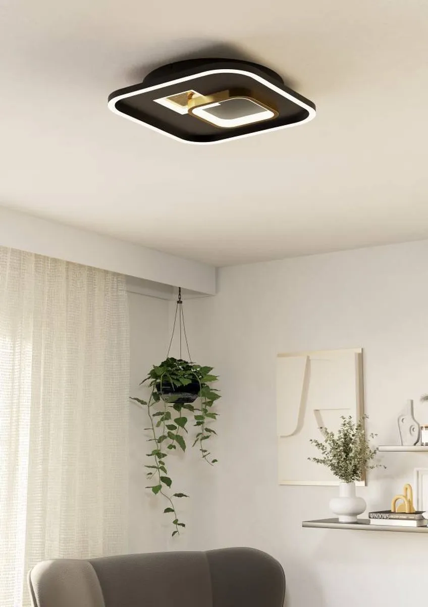 Eglo Tiriolo Plafondlamp LED 38cm - Zwart/Goud