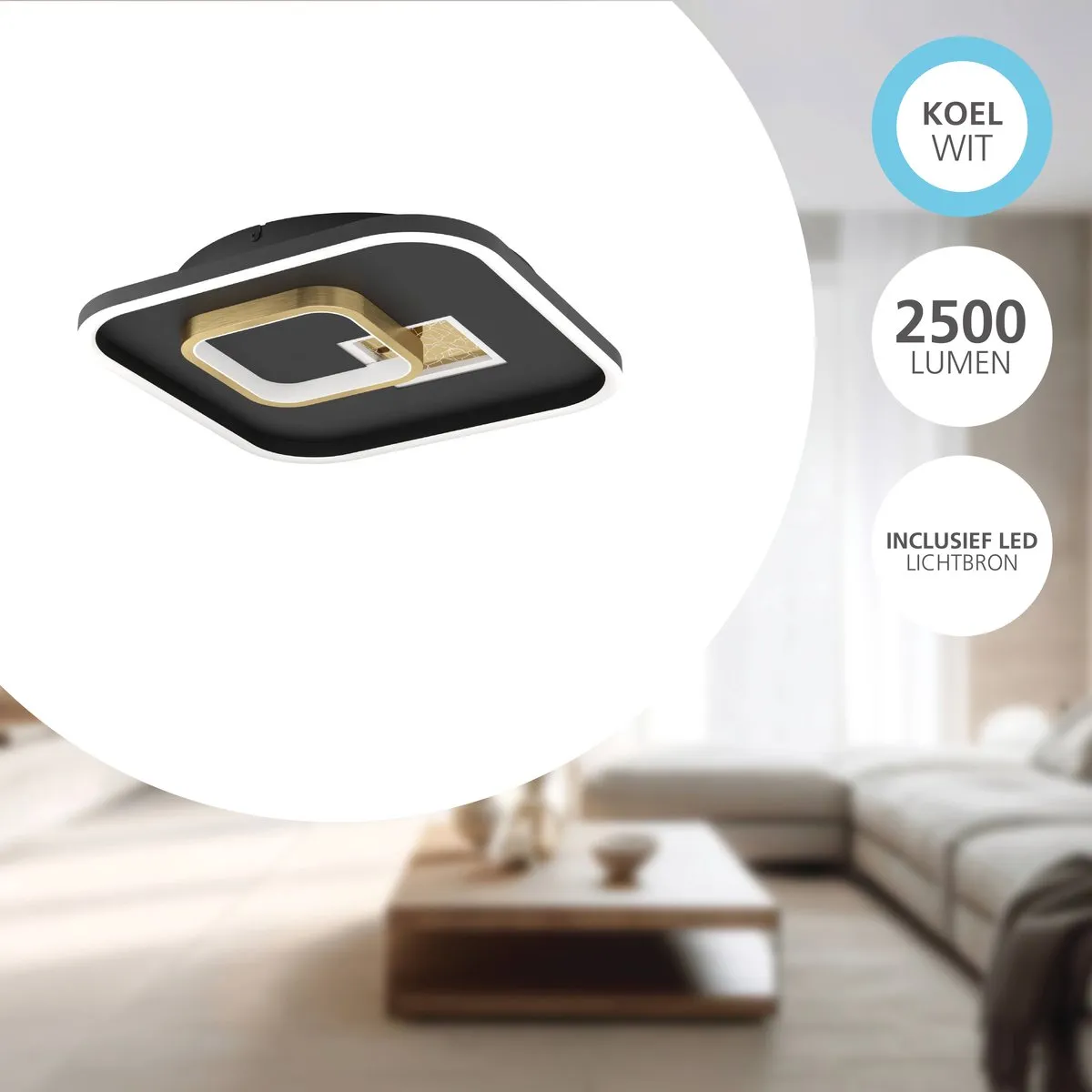 Eglo Tiriolo Plafondlamp LED 38cm - Zwart/Goud