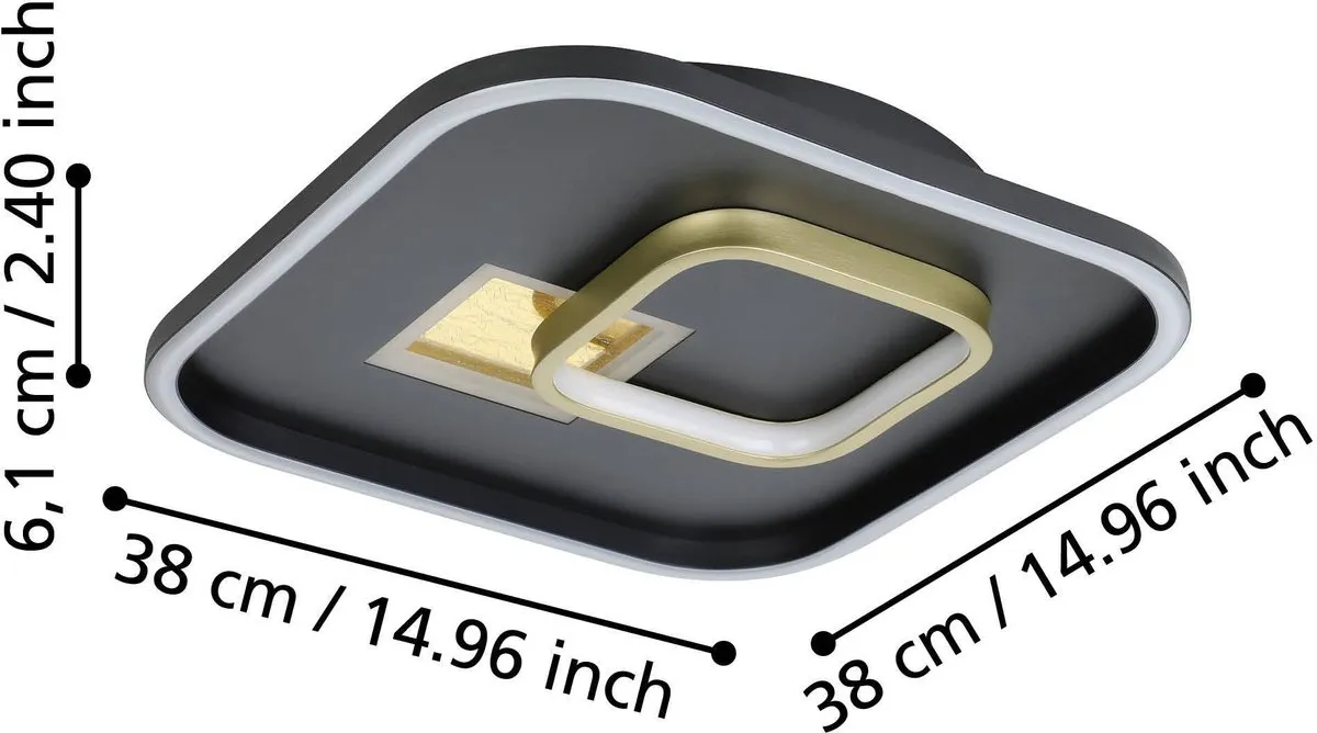 Eglo Tiriolo Plafondlamp LED 38cm - Zwart/Goud - afbeelding 6 van 6