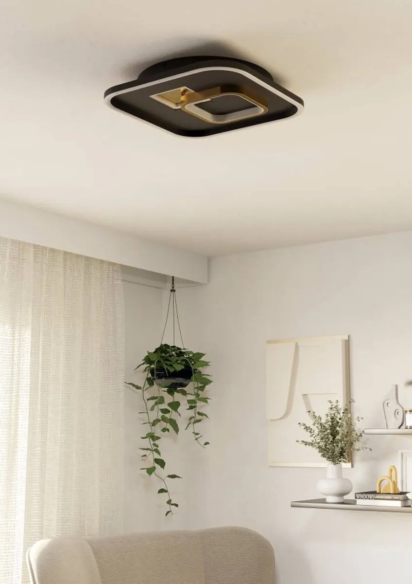 Eglo Tiriolo Plafondlamp LED 38cm - Zwart/Goud