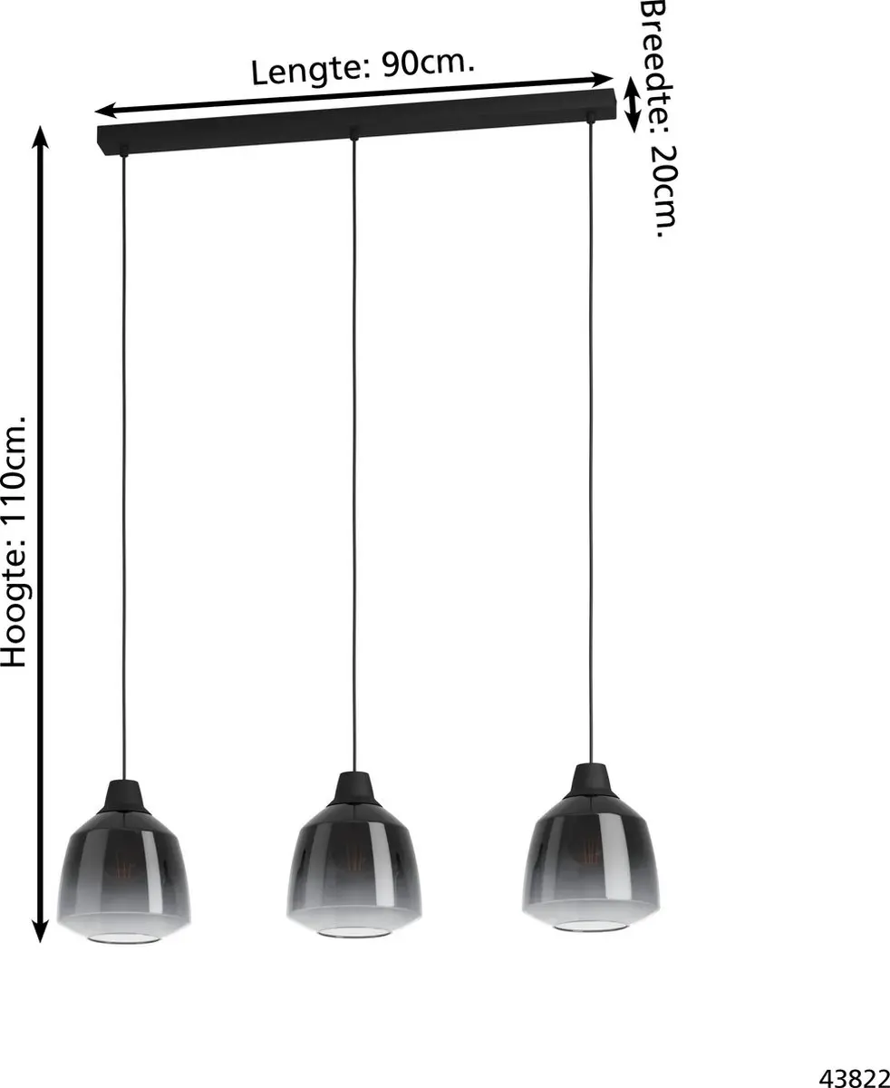 Eglo Sedbergh Hanglamp E27 - 90 cm - Zwart - afbeelding 6 van 6