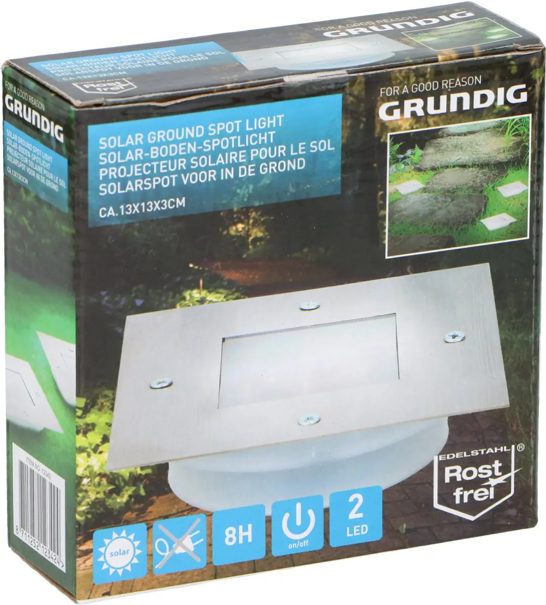 Grundig Grondspot Solar RVS - 2 LED