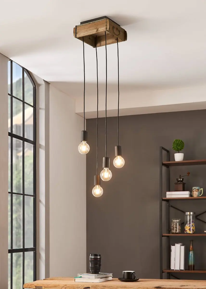 Eglo Wootton Hanglamp E27 - Ø24cm - Zwart/Bruin