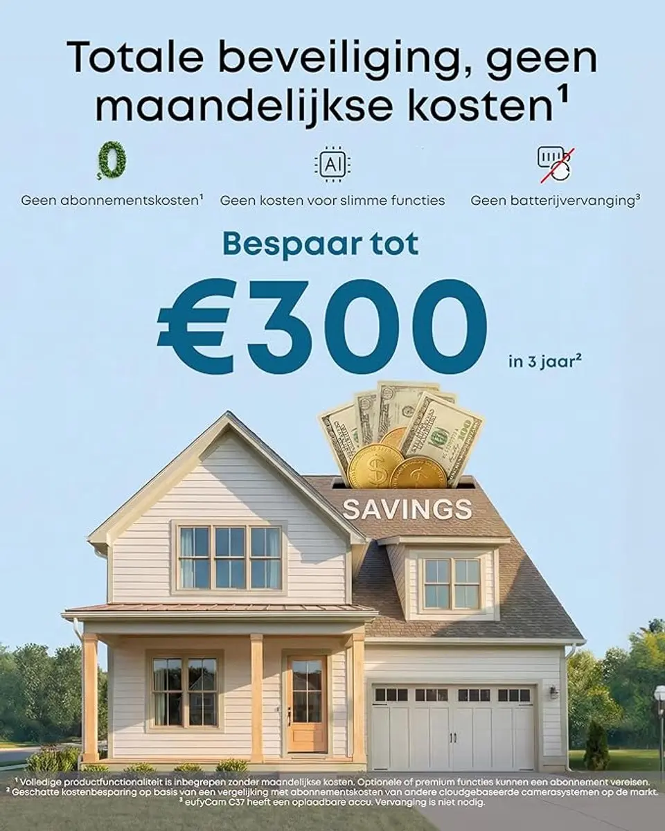 Eufy eufyCam C37 2-Cam Kit - Draadloze 2K Zonnecamera's - 360° Beeld - Zonnepaneel