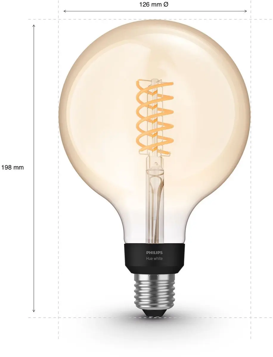 Philips Hue G125 Filament Glowlamp E27 - 550 Lumen - Warmwit - Amber - afbeelding 6 van 6