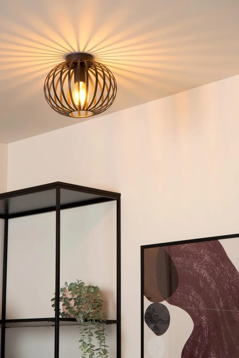 Lucide Manuela Sylvan Plafondlamp Ø25,5cm - 1xE27 - Zwart