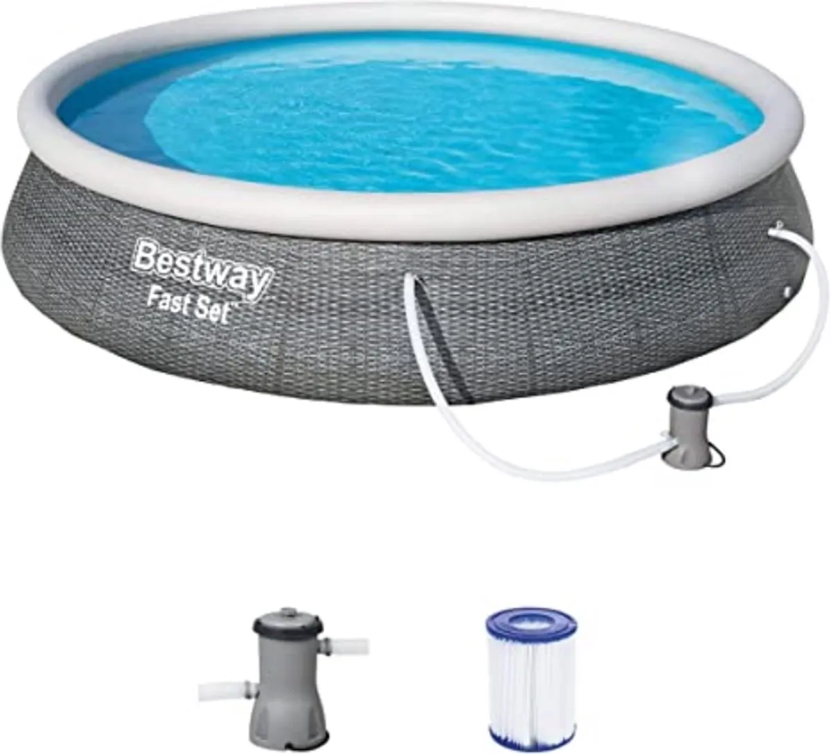 Bestway Fast Set Opblaasbaar Zwembad 396x84cm - 7340L - Grijs - afbeelding 6 van 6