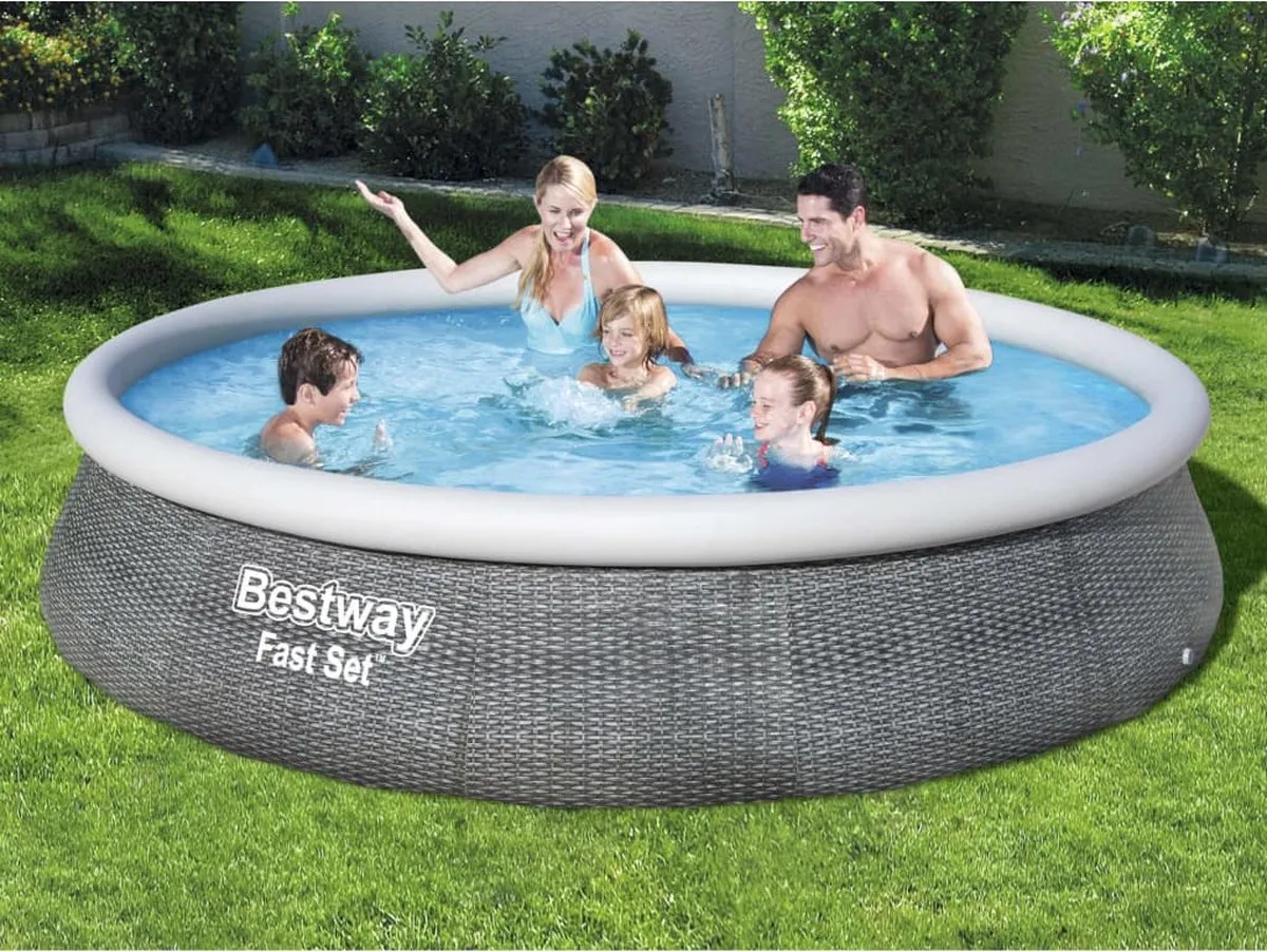 Bestway Fast Set Opblaasbaar Zwembad 396x84cm - 7340L - Grijs