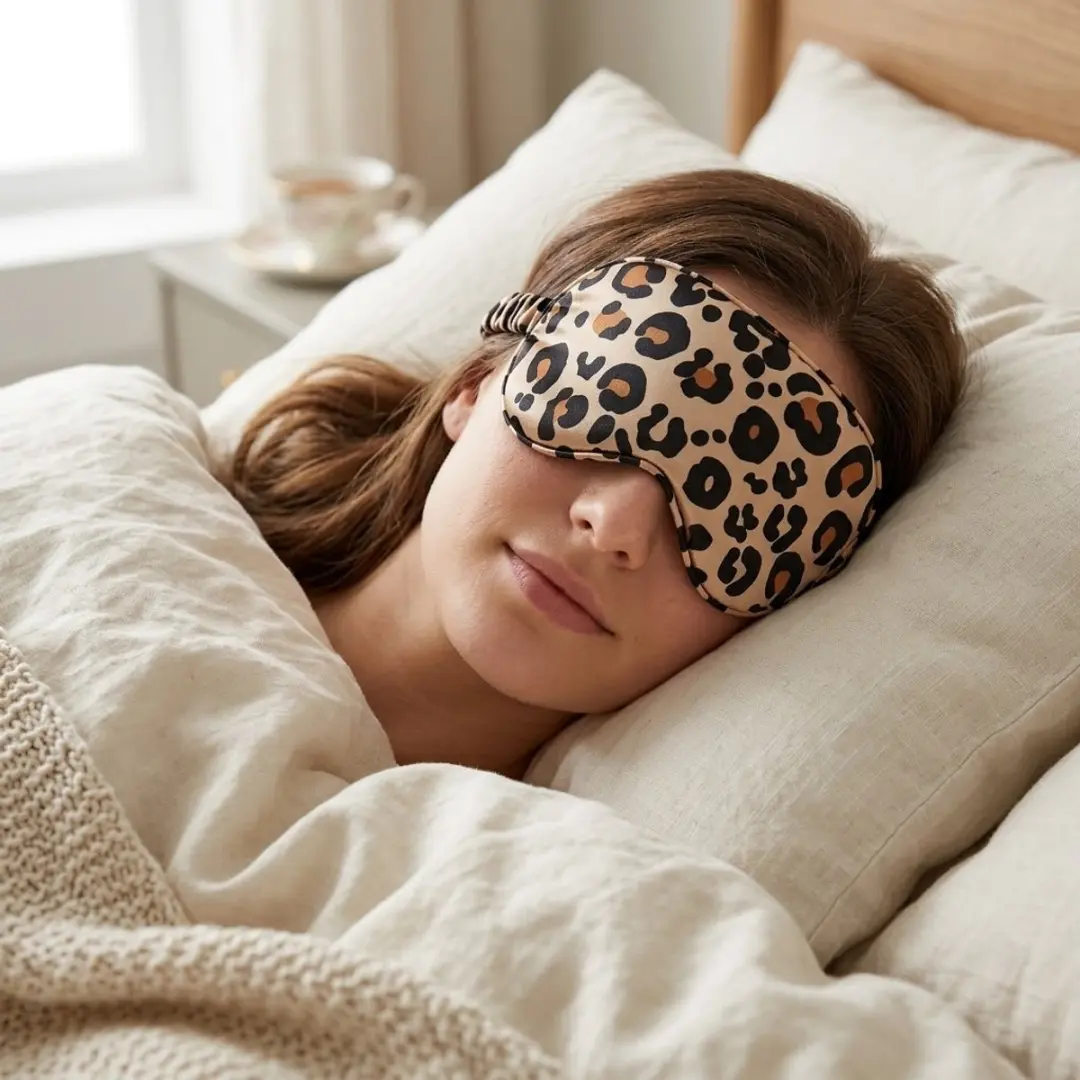 NUVEX Slaapmasker Gele Luipaardprint - Satijn