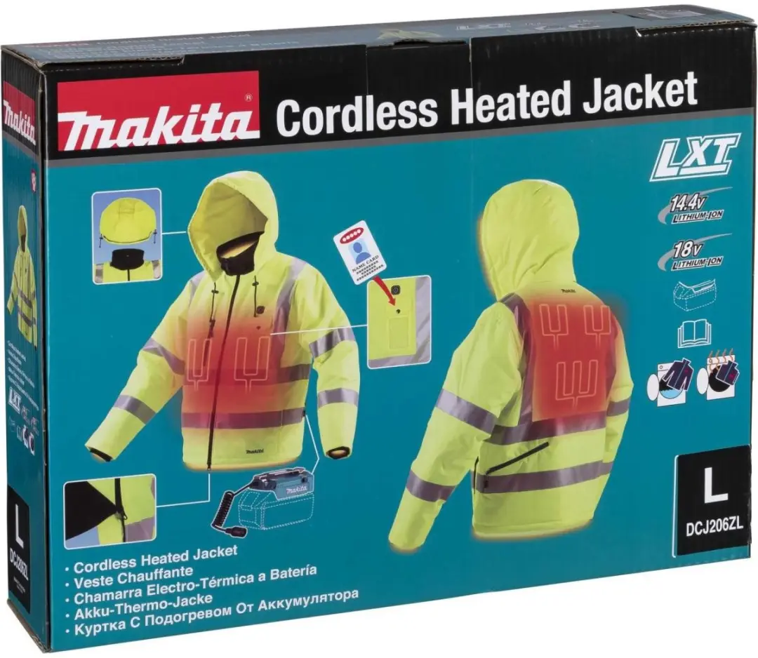 Makita DCJ206ZL Verwarmde Veiligheidsjas - L - Geel