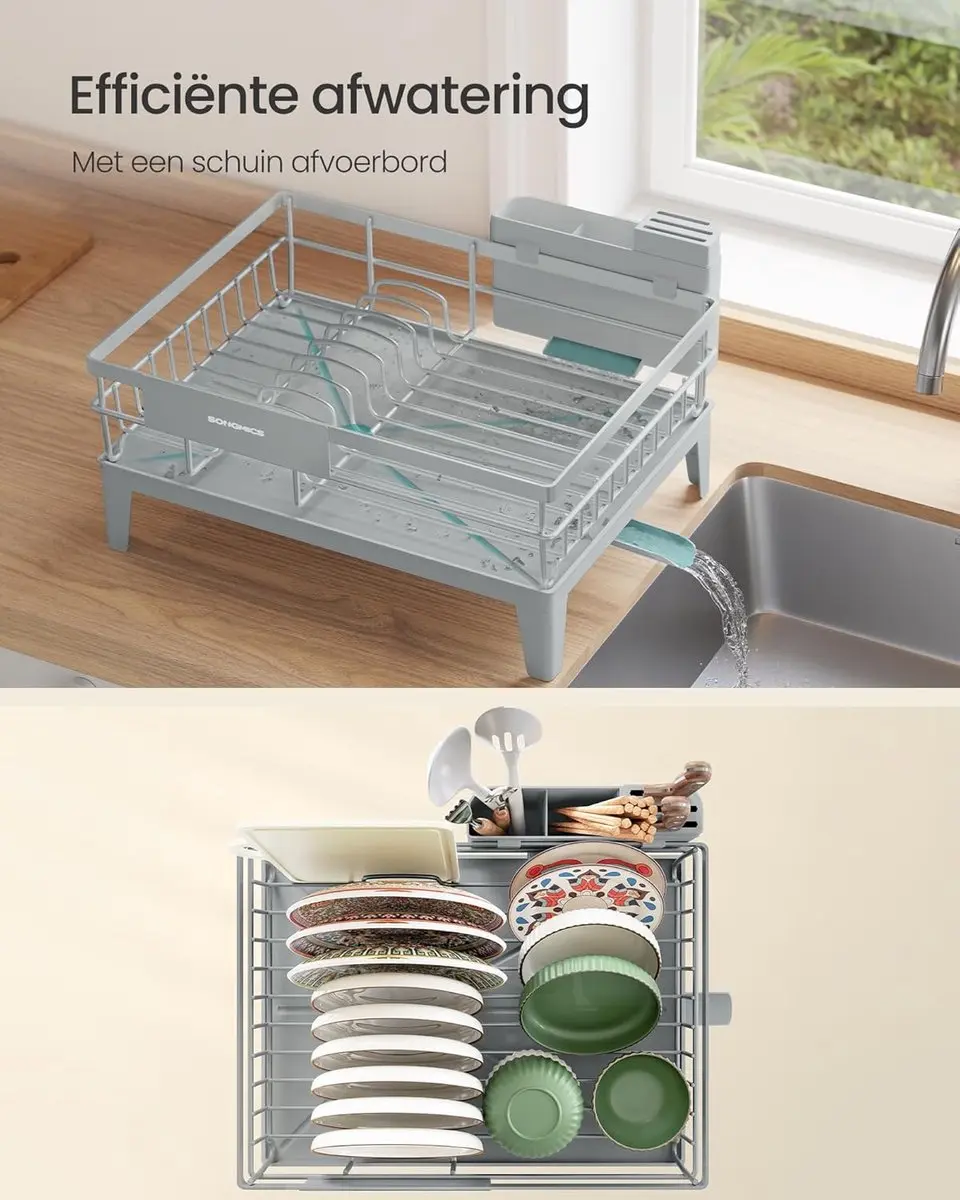 Songmics Afvoerafvoer 360° Draaibaar Uitschuifbaar - 31x42x18,5cm - Duifgrijs
