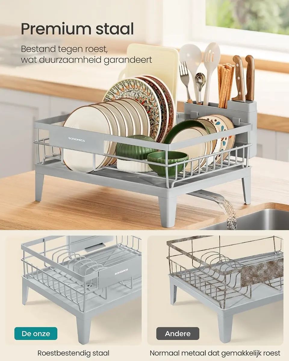 Songmics Afvoerafvoer 360° Draaibaar Uitschuifbaar - 31x42x18,5cm - Duifgrijs