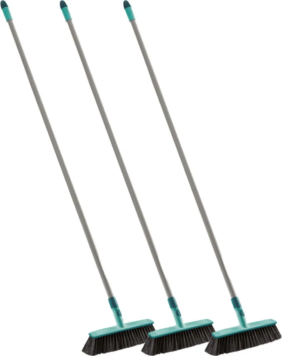 Leifheit All Round Bezem Xtra Clean 30cm - 3 Stuks - Zwart/ Groen