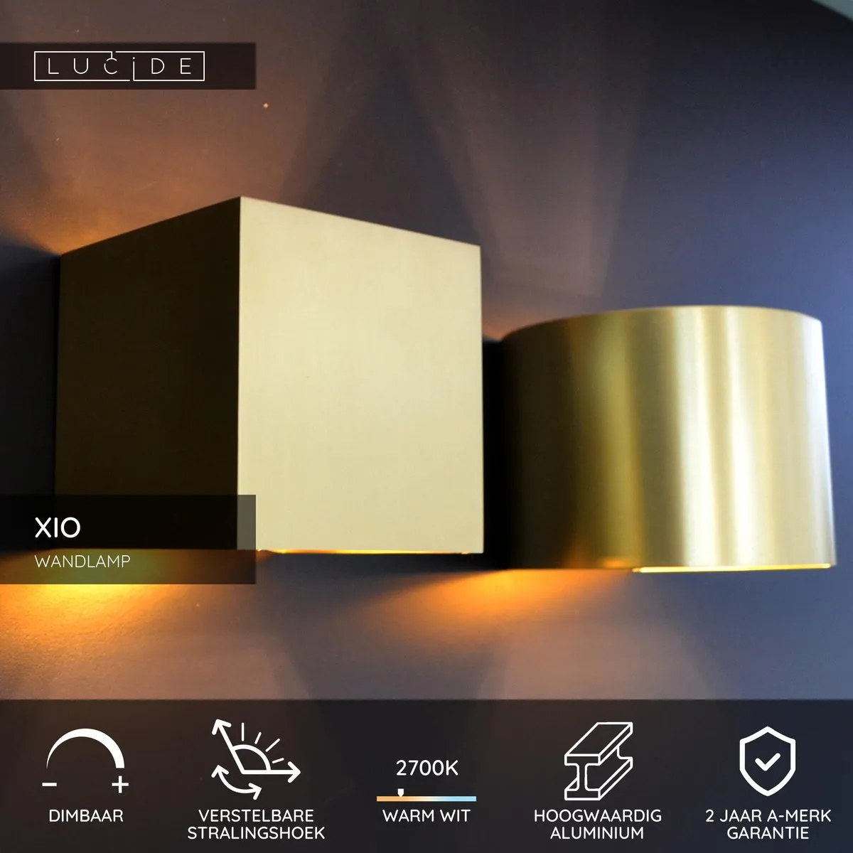Lucide XIO Wandlamp LED G9 4W 2700K - Mat Goud/Messing