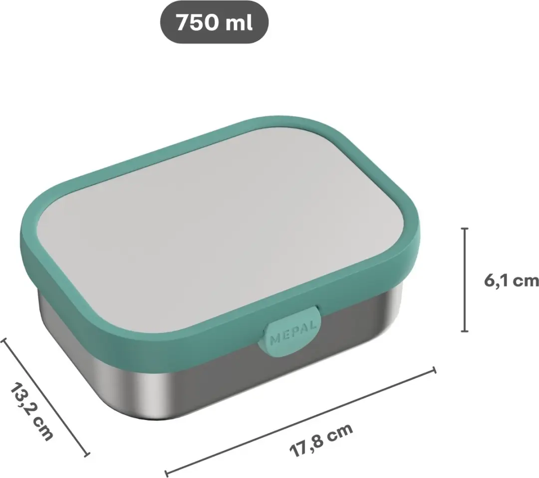 Mepal Campus RVS Lunchbox 750ml - 3 Vakken - Dino