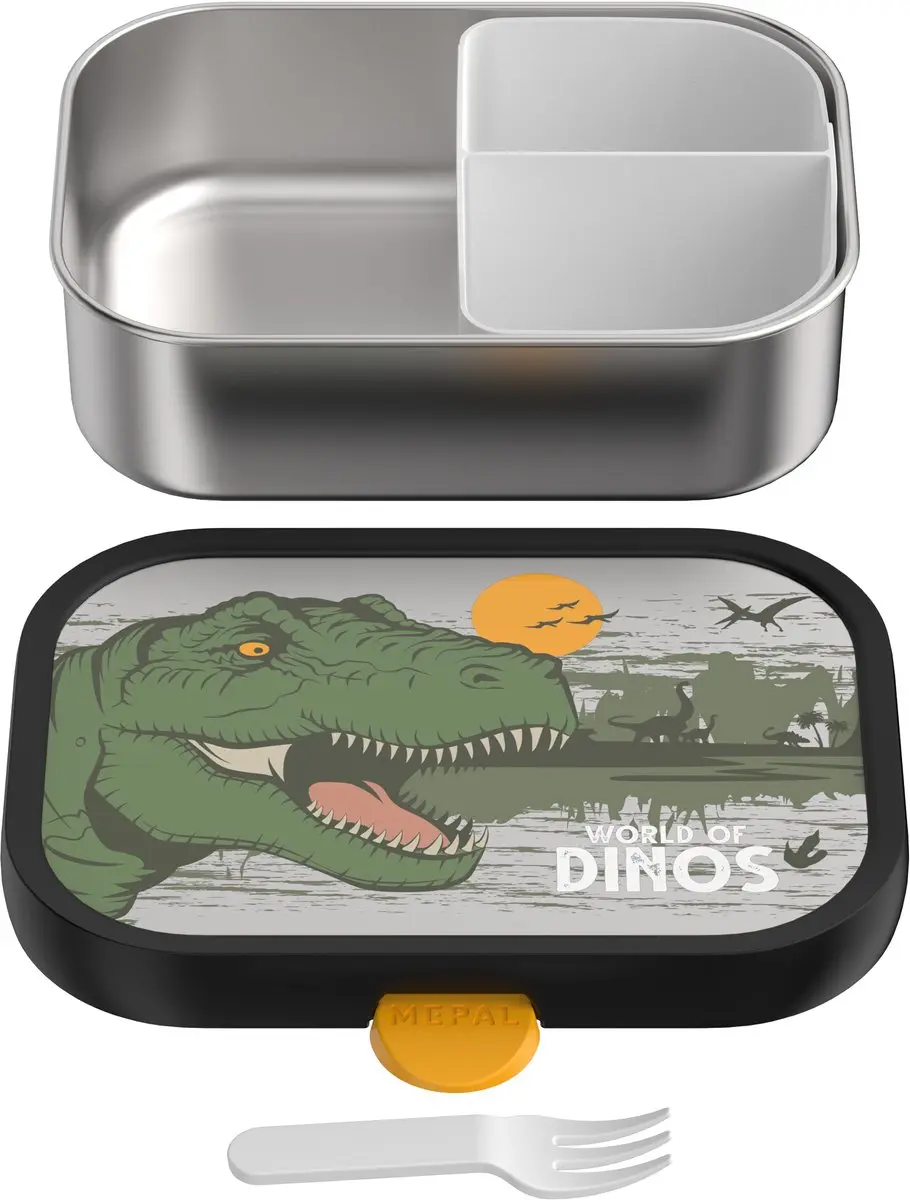 Mepal Campus RVS Lunchbox 750ml - 3 Vakken - Dino