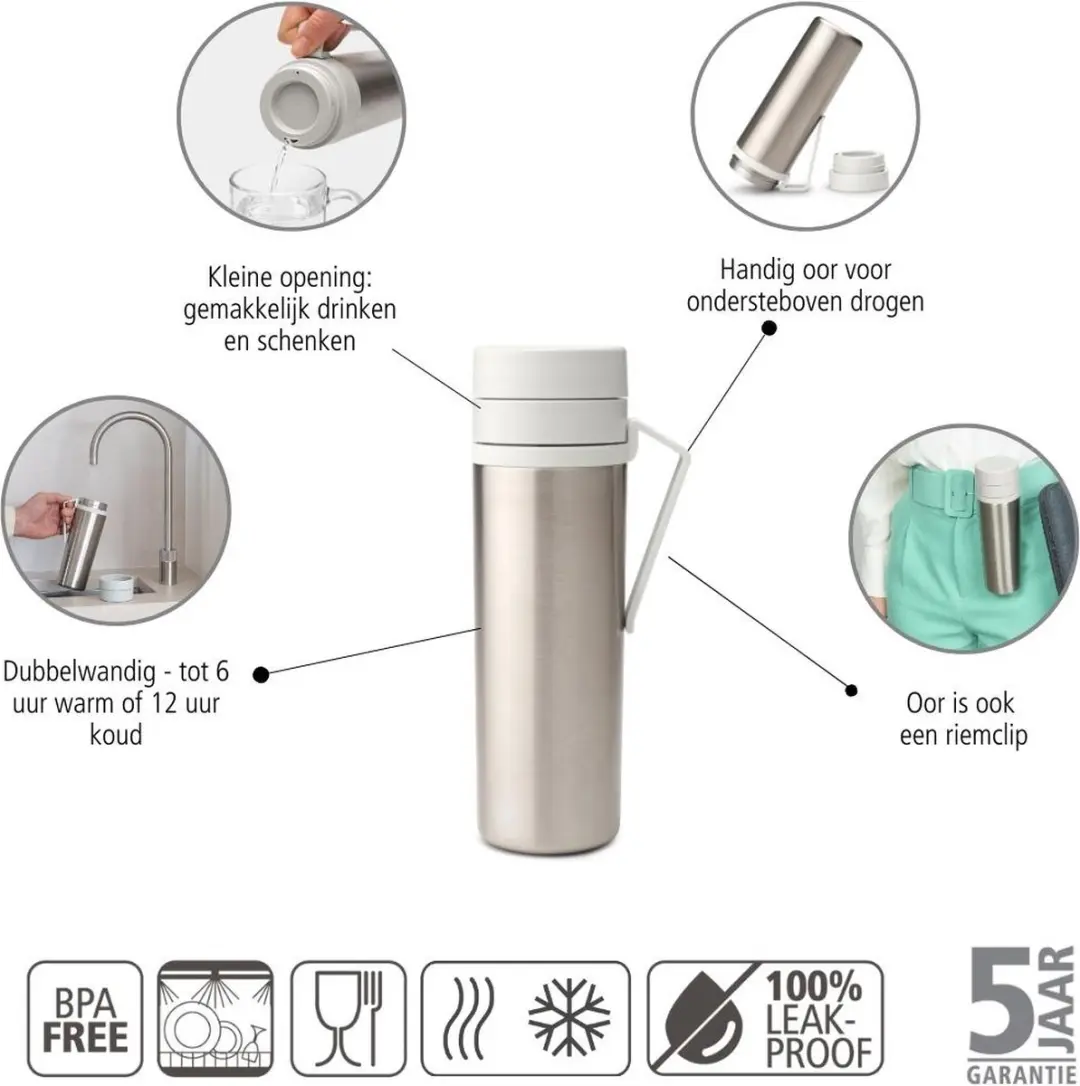 Brabantia Make & Take Thermosfles 500ml - Light Grey