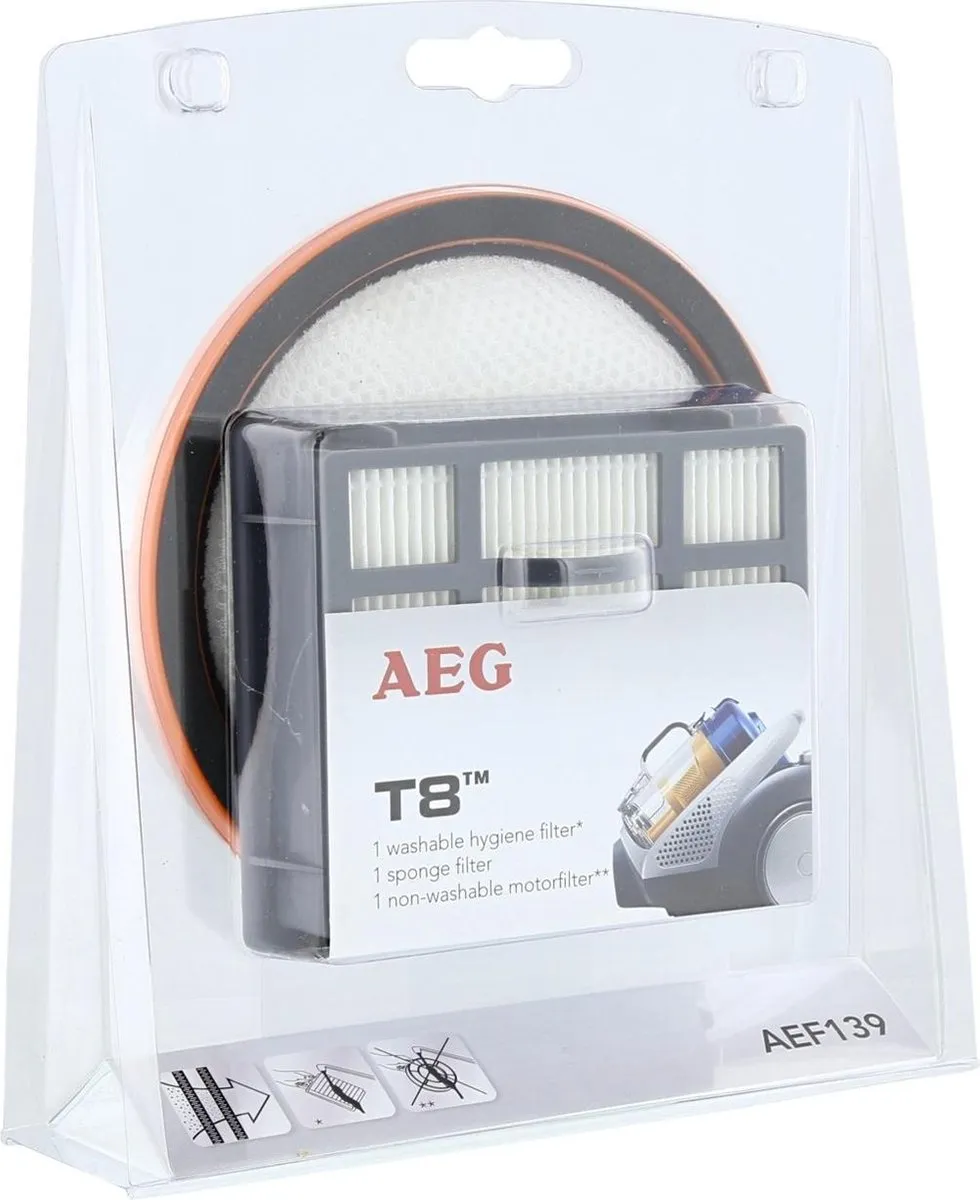AEG AEF139 Vervangingsfilters T8 - 2 Stuks - Zwart/Wit/Oranje