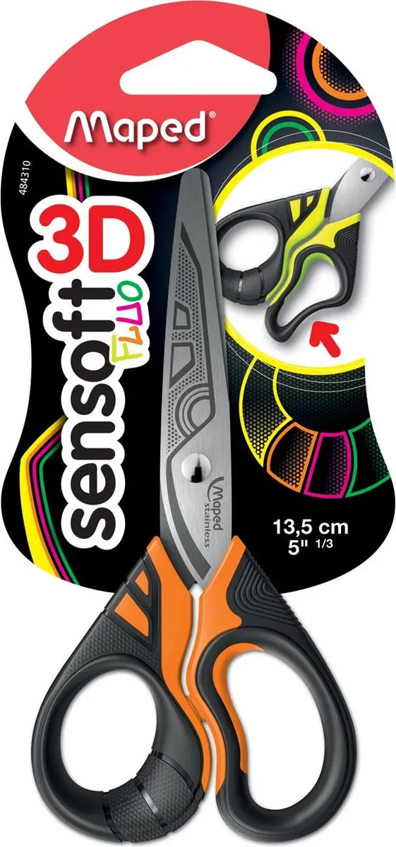 Maped Sensoft Schaar 13cm - Groen/Oranje/Zwart/Geel/Roz - afbeelding 4 van 4