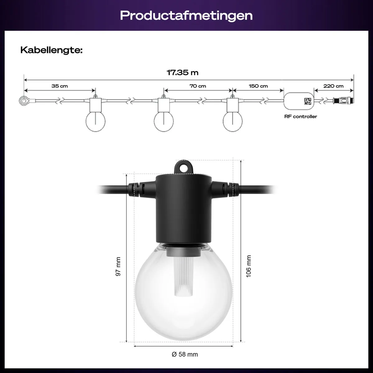 Philips Hue Festavia Outdoor Lichtsnoer - 14m - 20 RGBIC Lampen