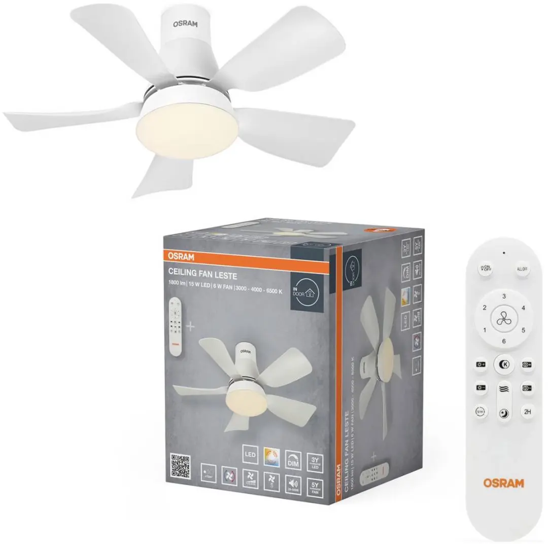 Osram Ceiling Fan Leste 445mm Plafondventilator - 21W - Wit