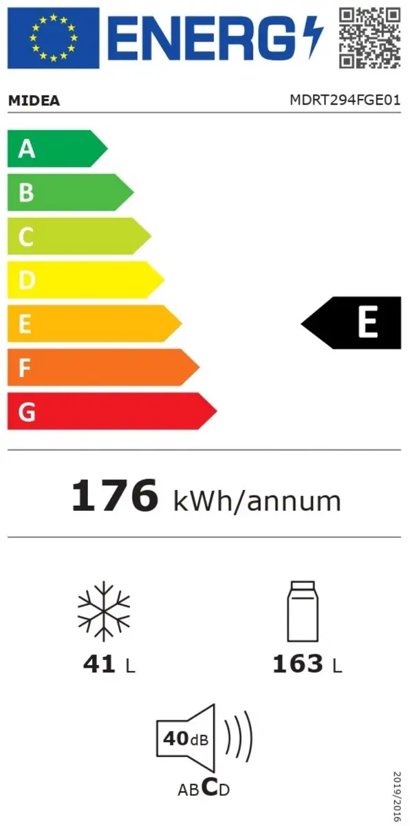 Midea MDRT294FGE01 Koel-Vriescombinatie Vrijstaand 204L - Wit