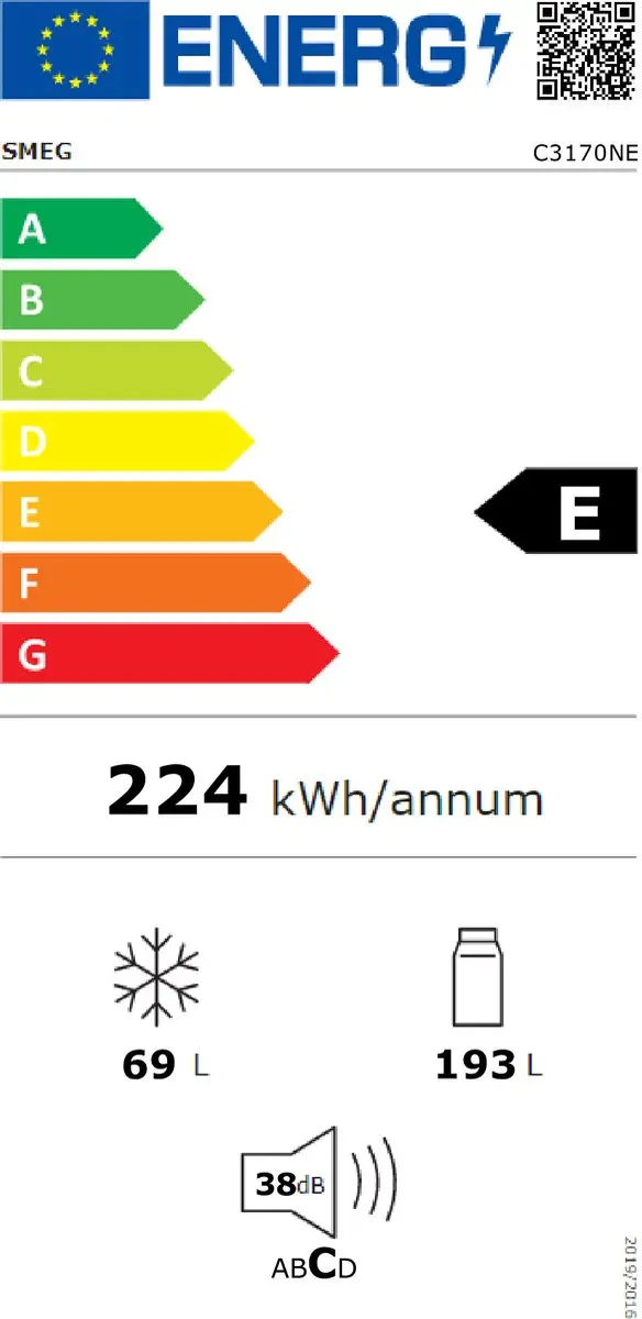 Smeg C3170NE Koel-vriescombinatie - 262L