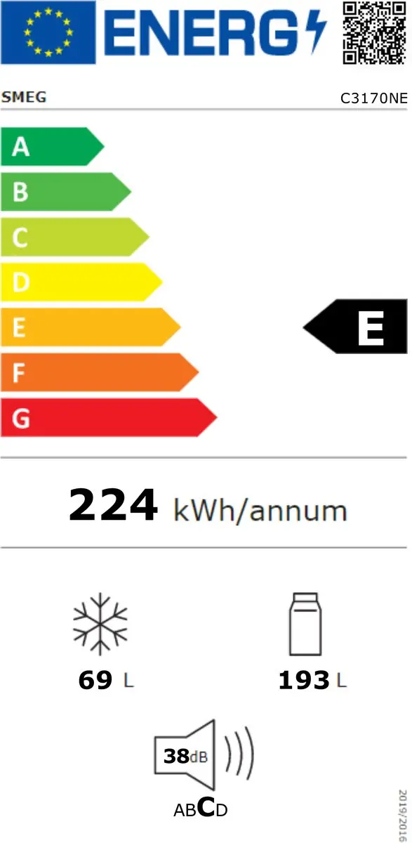 Smeg C3170NE Koel-vriescombinatie - 262L