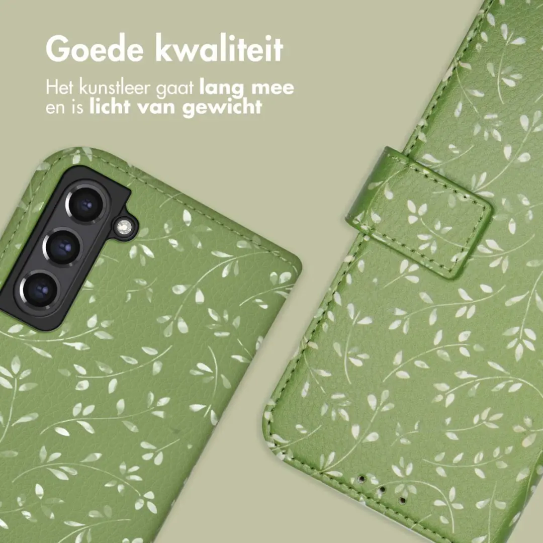 Imoshion Hoesje Samsung Galaxy S21 FE Green Flowers - 3 Pasjes