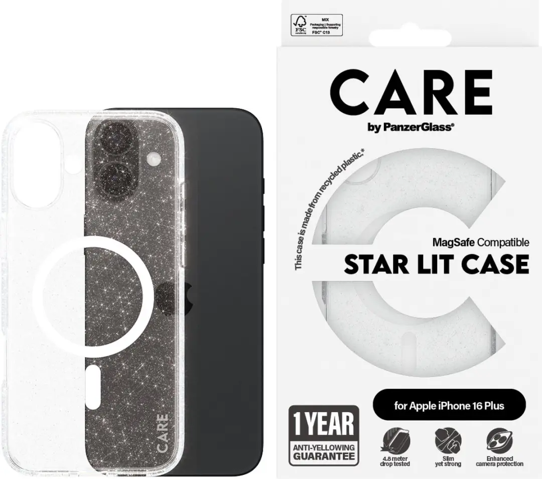 PanzerGlass CARE Star Lit Case iPhone 16 Plus Hoes - Transparant - MagSafe - MPN 1343