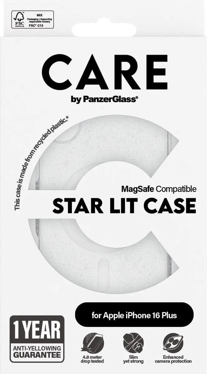 PanzerGlass CARE Star Lit Case iPhone 16 Plus Hoes - Transparant - MagSafe - MPN 1343
