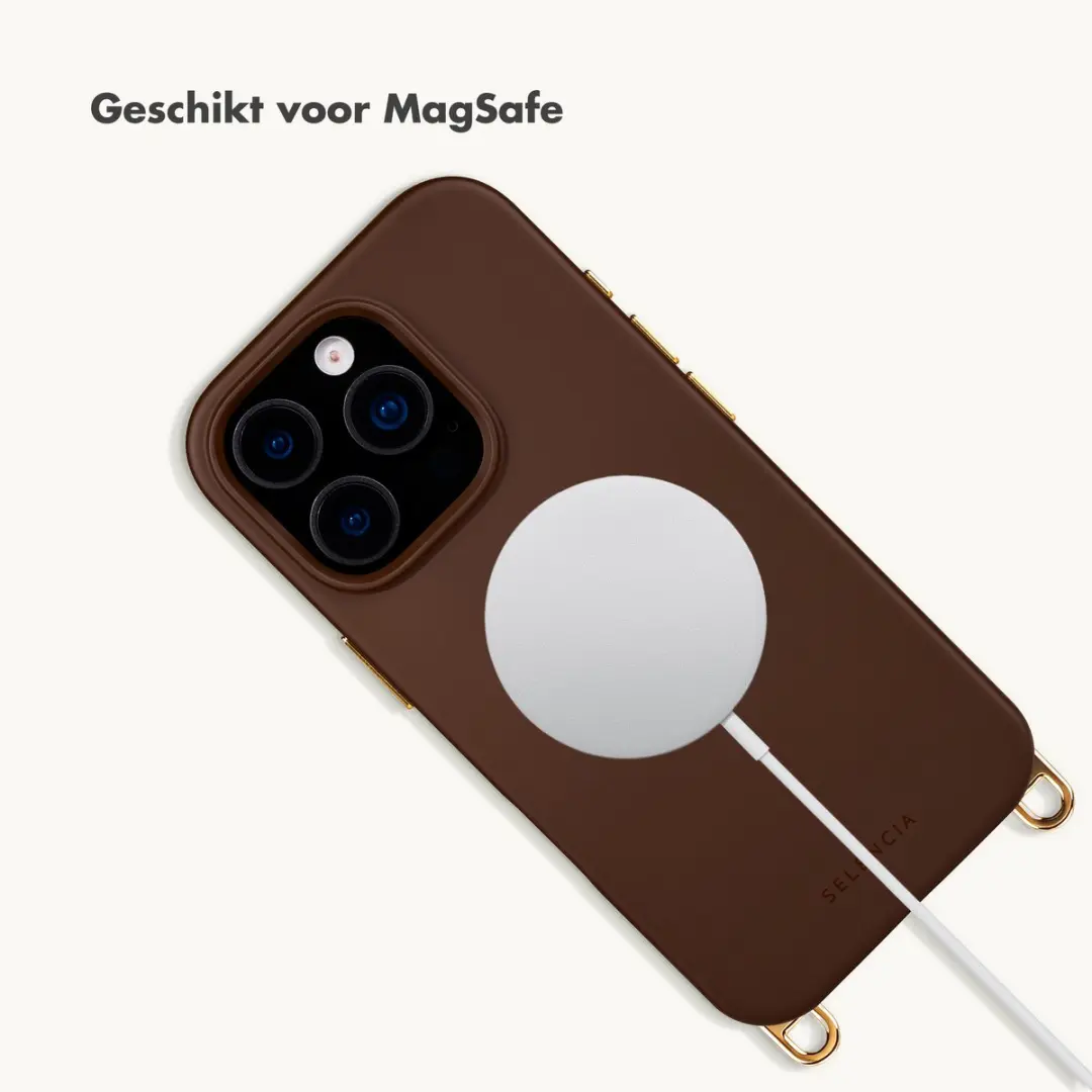 Selencia Hoesje iPhone 16 Pro Rivièra MagSafe - Choco Brown - afbeelding 6 van 6