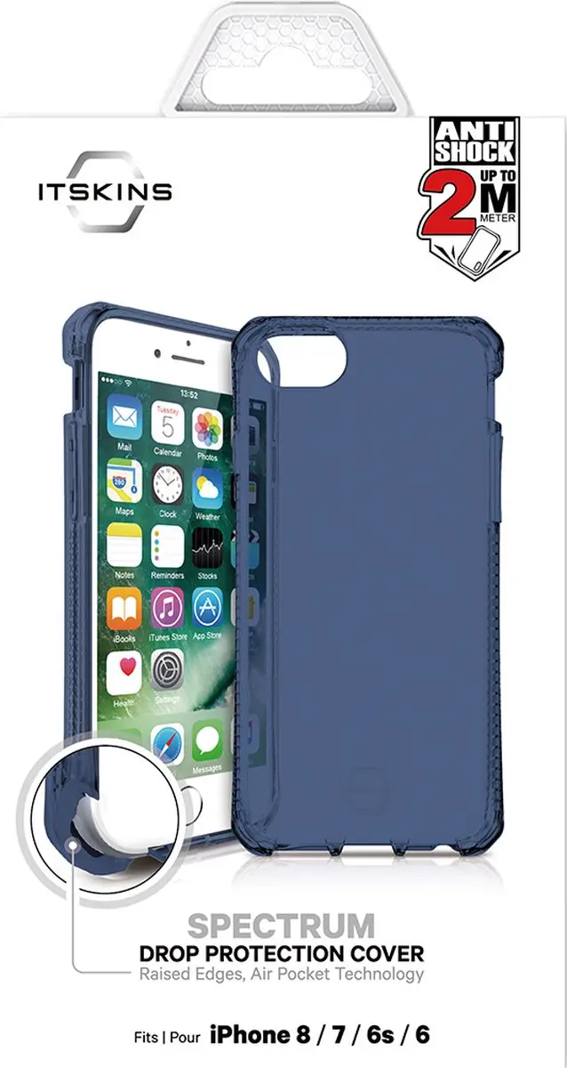 Itskins Spectrum Clear Hoesje iPhone SE 2022 - Blauw