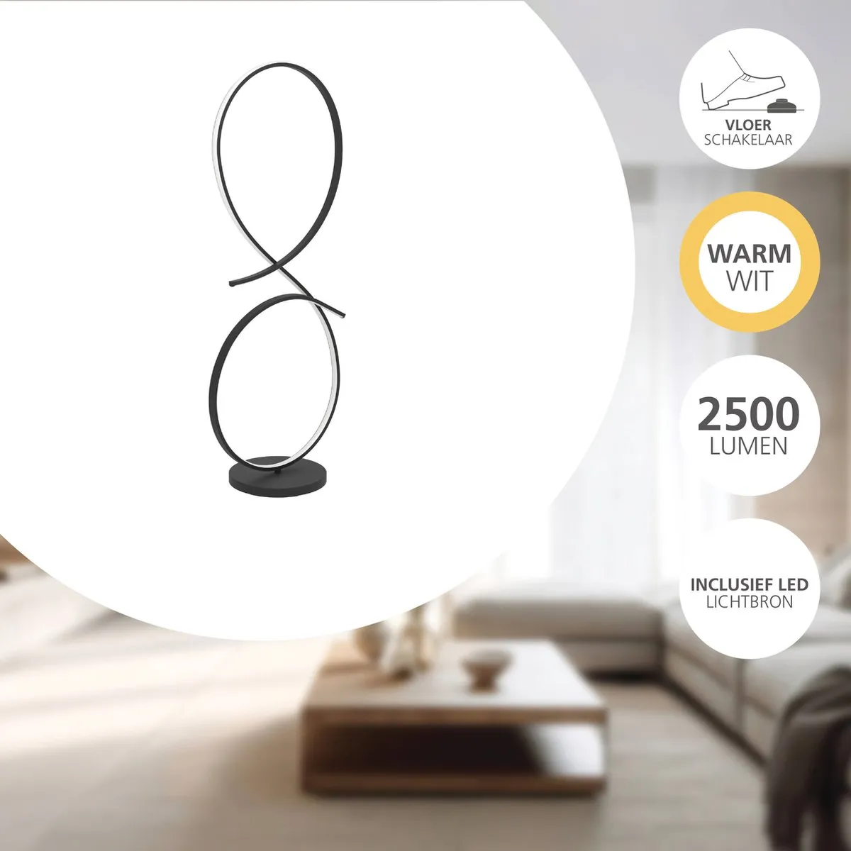 Eglo Serpins Vloerlamp LED 107cm - Zwart/Wit