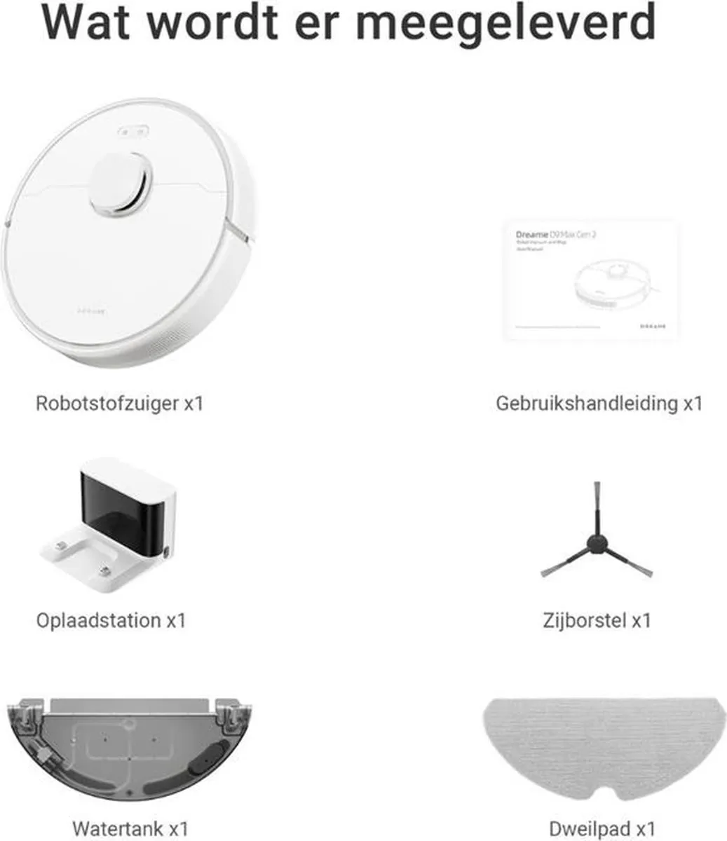 Dreame D9 Max 2nd Gen Robotstofzuiger - 6000 Airwatts Wit